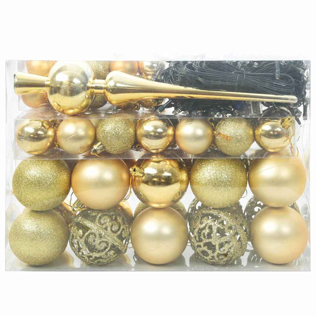 Set di Palle di Natale con 150 LED 61 pcs Oro Plastica