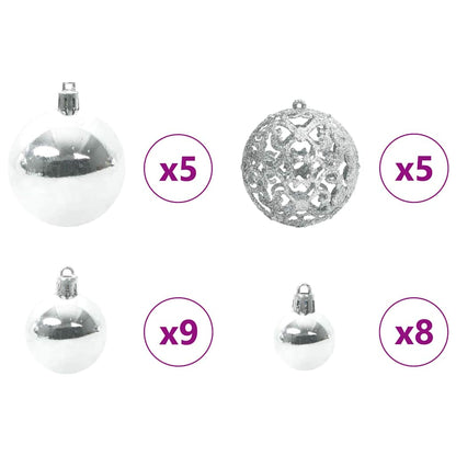 Set di Palle di Natale con 150 LED 61 pcs Argento Plastica