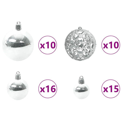 Set di Palle di Natale con 300 LED 120 pcs Argento Plastica