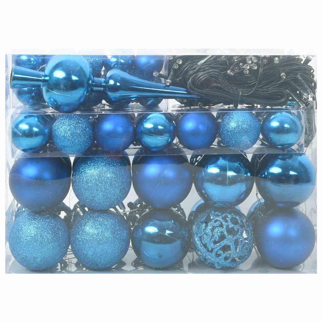 Set di Palle di Natale con 150 LED 61 pcs Blu Plastica