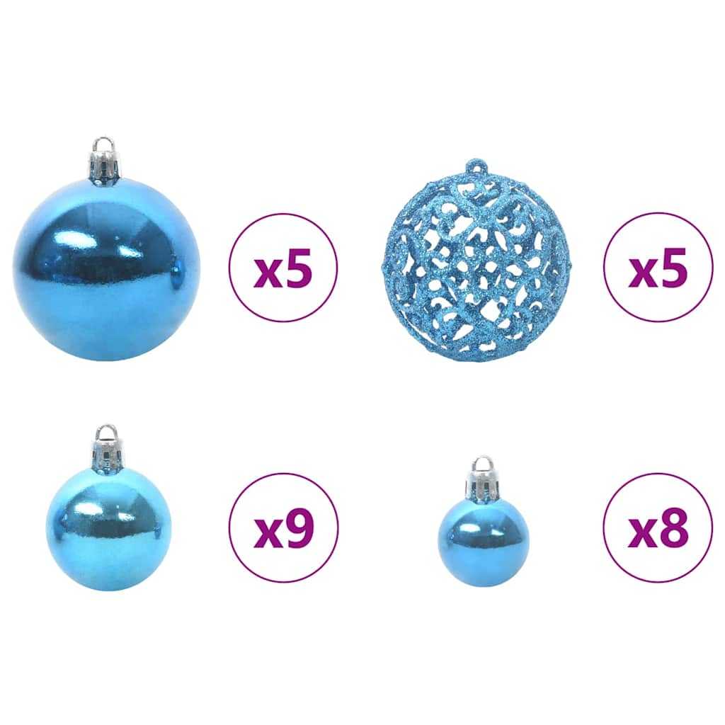 Set di Palle di Natale con 150 LED 61 pcs Blu Plastica