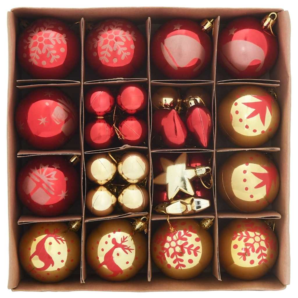 Set di Palle di Natale 40 pcs Oro e Rosso Plastica