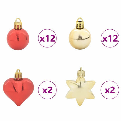 Set di Palle di Natale 40 pcs Oro e Rosso Plastica