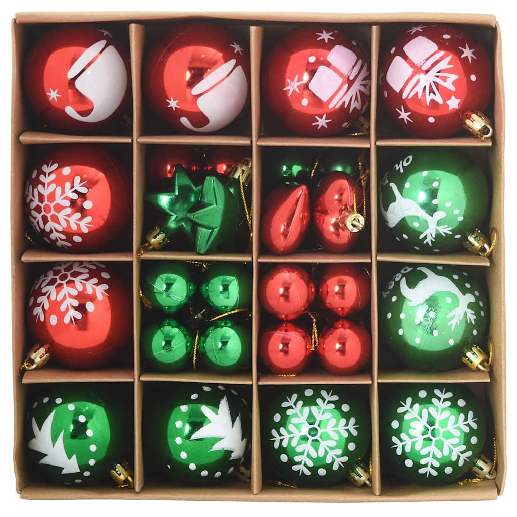 Set di Palle di Natale 40 pcs Rosso e Verde Plastica