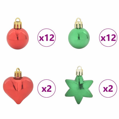 Set di Palle di Natale 40 pcs Rosso e Verde Plastica