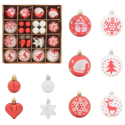 Set di Palle di Natale 40 pcs Rosso e Bianco Plastica