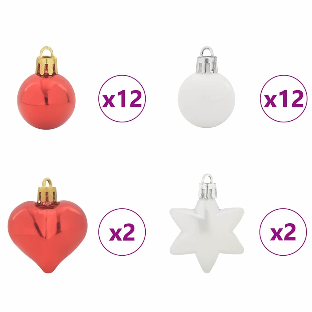 Set di Palle di Natale 40 pcs Rosso e Bianco Plastica