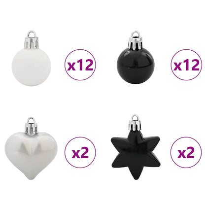 Set di Palle di Natale 40 pcs Nero e Bianco Plastica