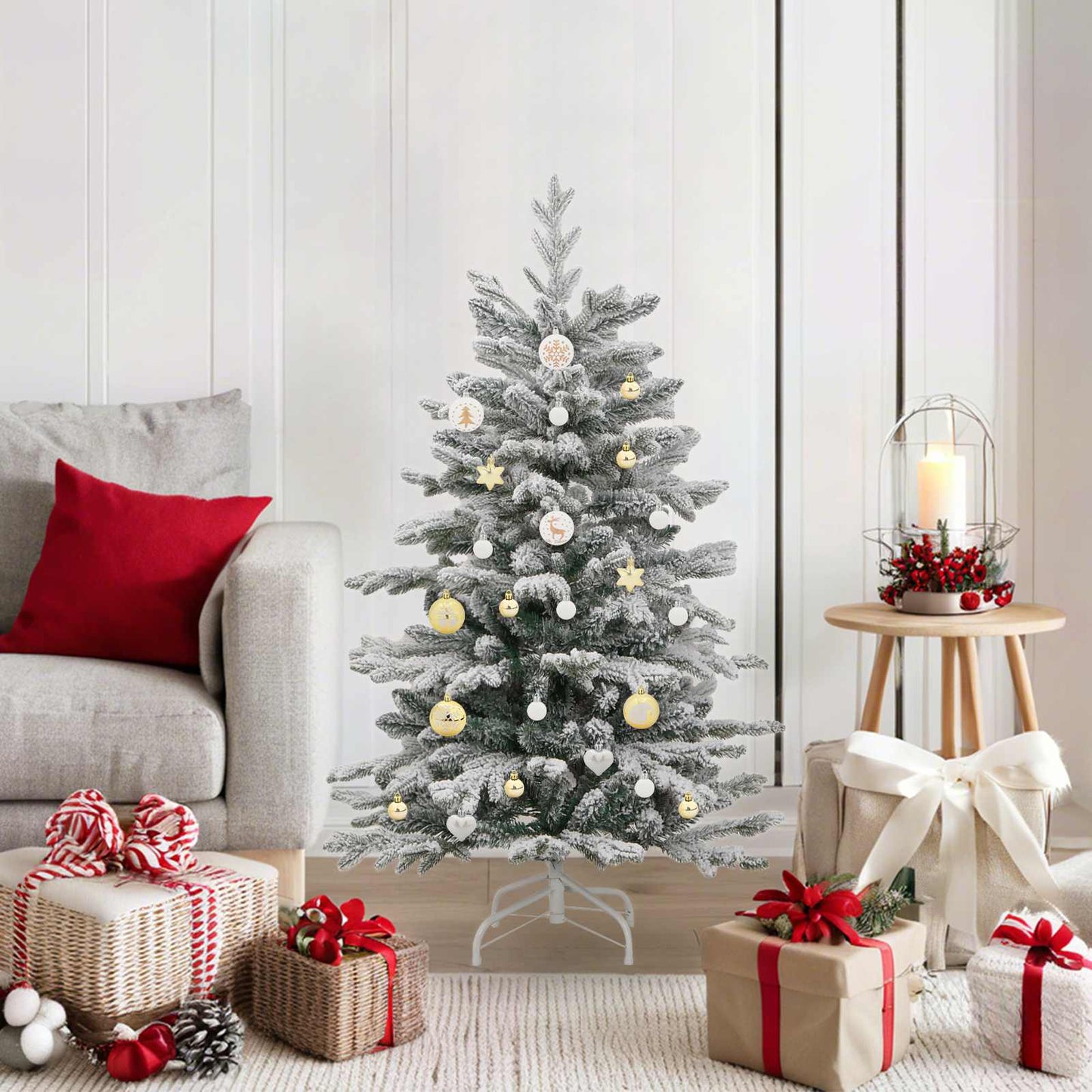 Set di Palle di Natale 40 pcs Bianco e Oro Plastica