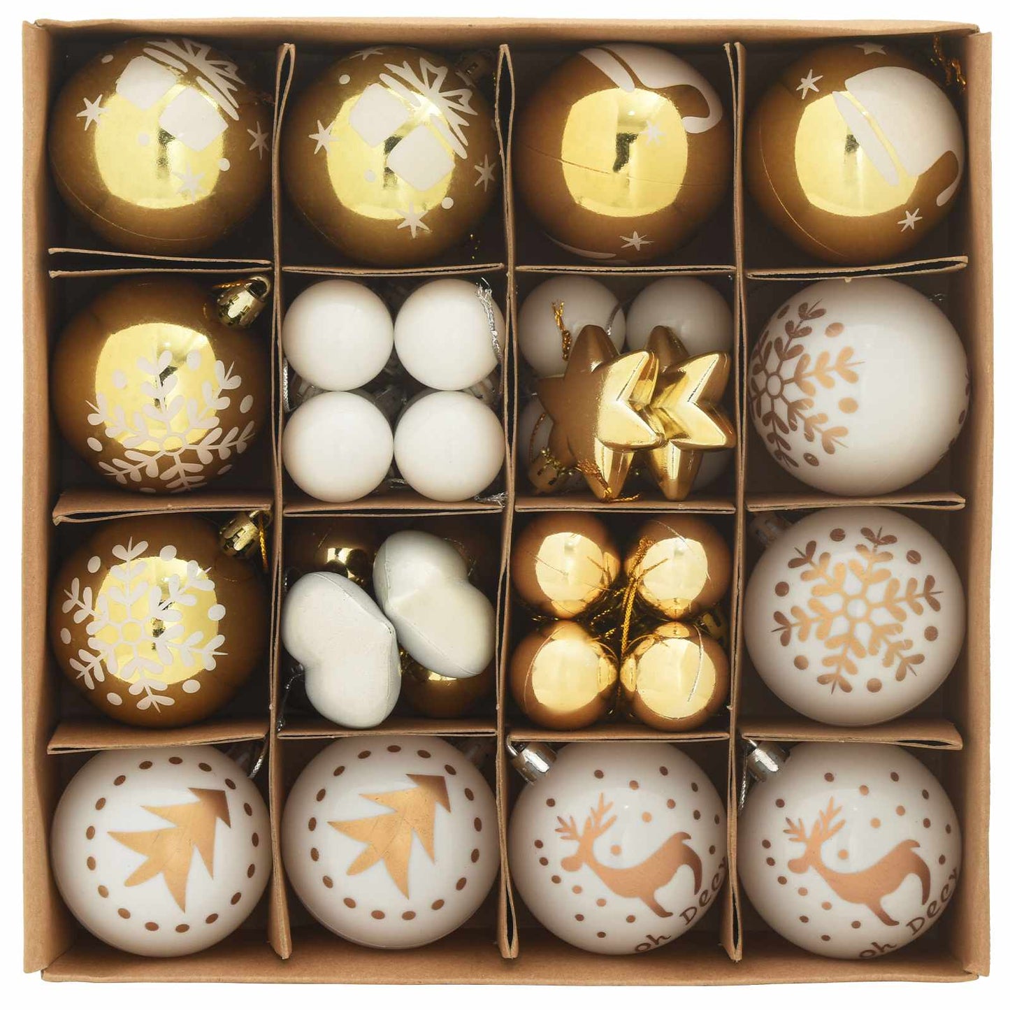 Set di Palle di Natale 40 pcs Bianco e Oro Plastica