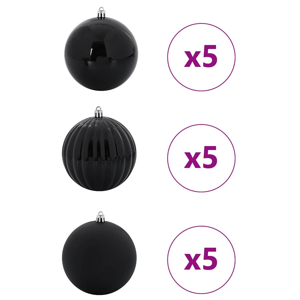 Set di palline di Natale XL 15 pcs Nero Plastica