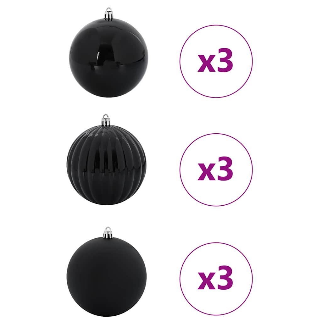 Set di Palline di Natale XL 9 pcs Nero Plastica