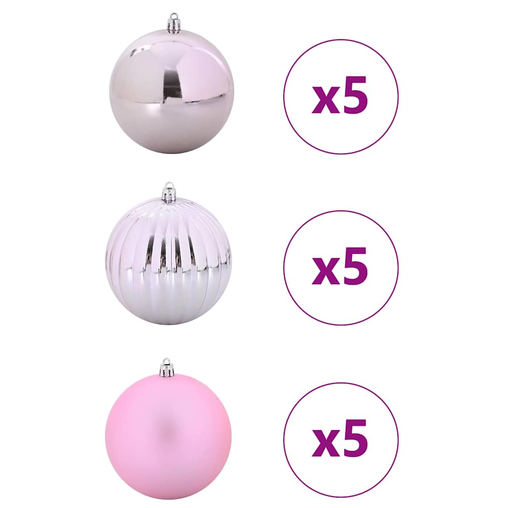 Set di Palline Natalizie XL 15 pcs Rosa Plastica
