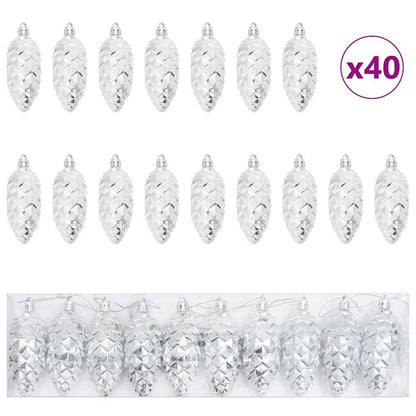 Palla di pino di Natale 40 pcs Argento Plastica