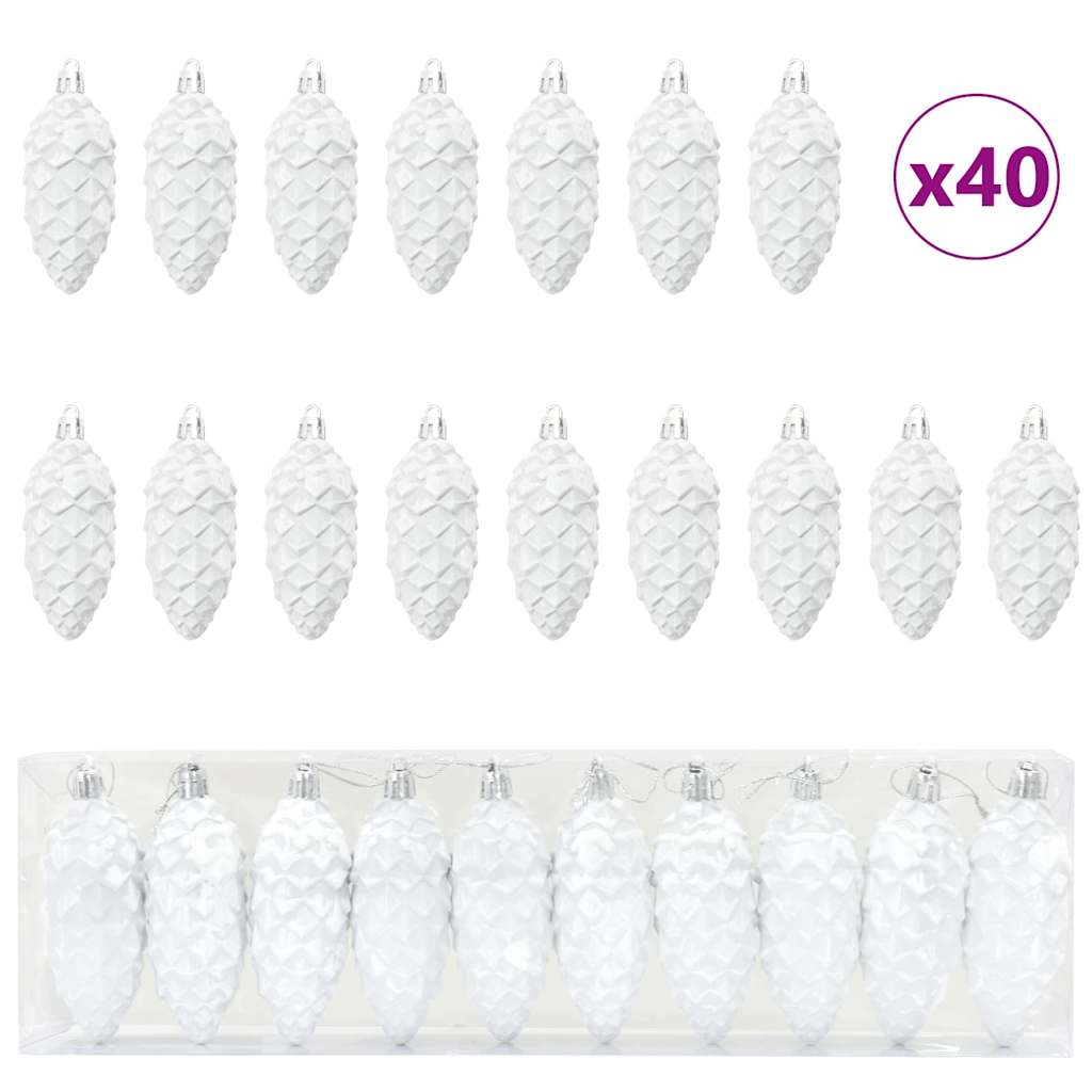 Palla di pino di Natale 40 pcs Bianco Plastica