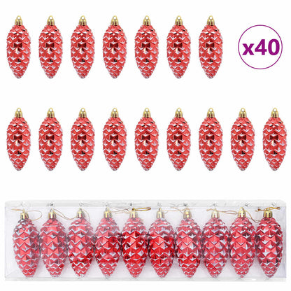 Palla di pino di Natale 40 pcs Rosso Plastica
