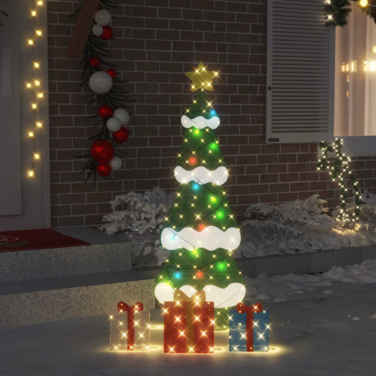 Albero di Natale Illuminato con 3 Scatole Regalo 2D Bianco Caldo