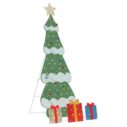 Albero di Natale Illuminato con 3 Scatole Regalo 2D Bianco Caldo