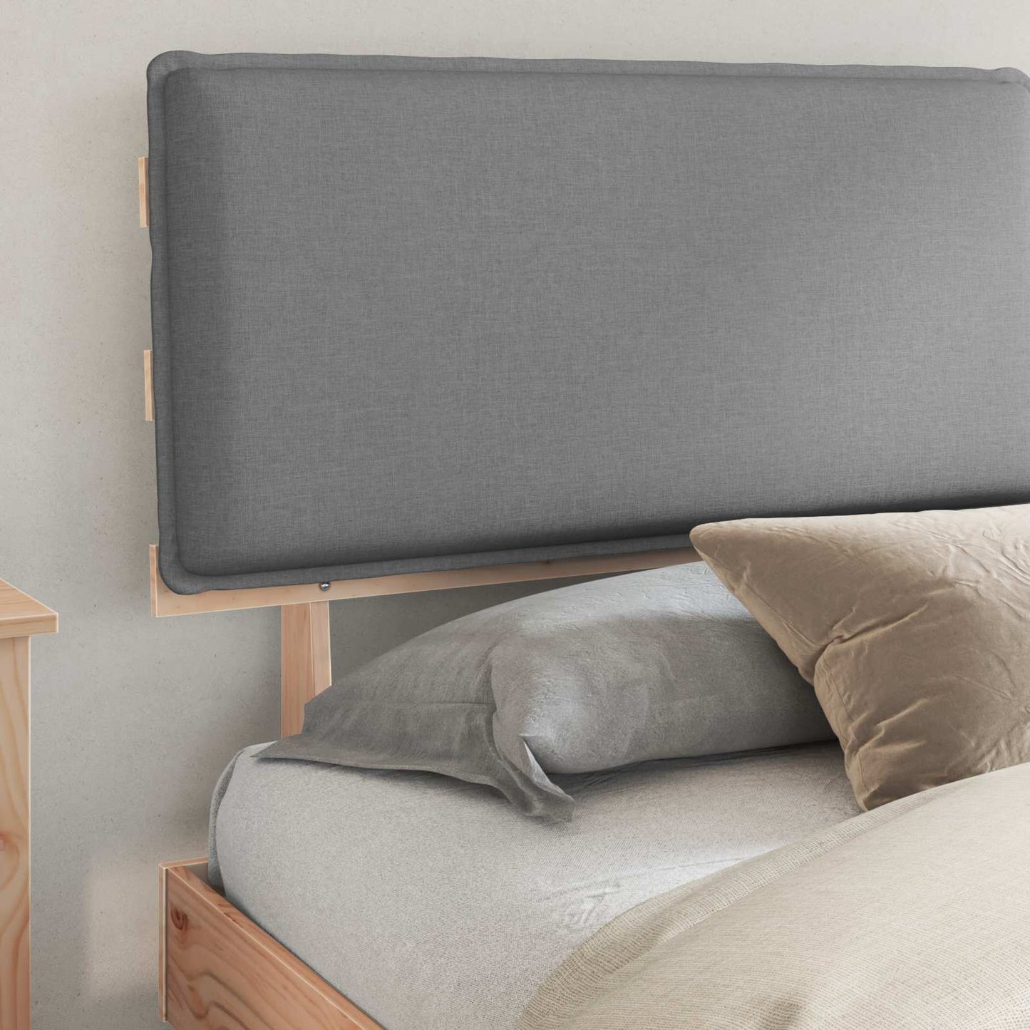 Letto con Testiera Rivestita Grigio chiaro 200 x 200 cm