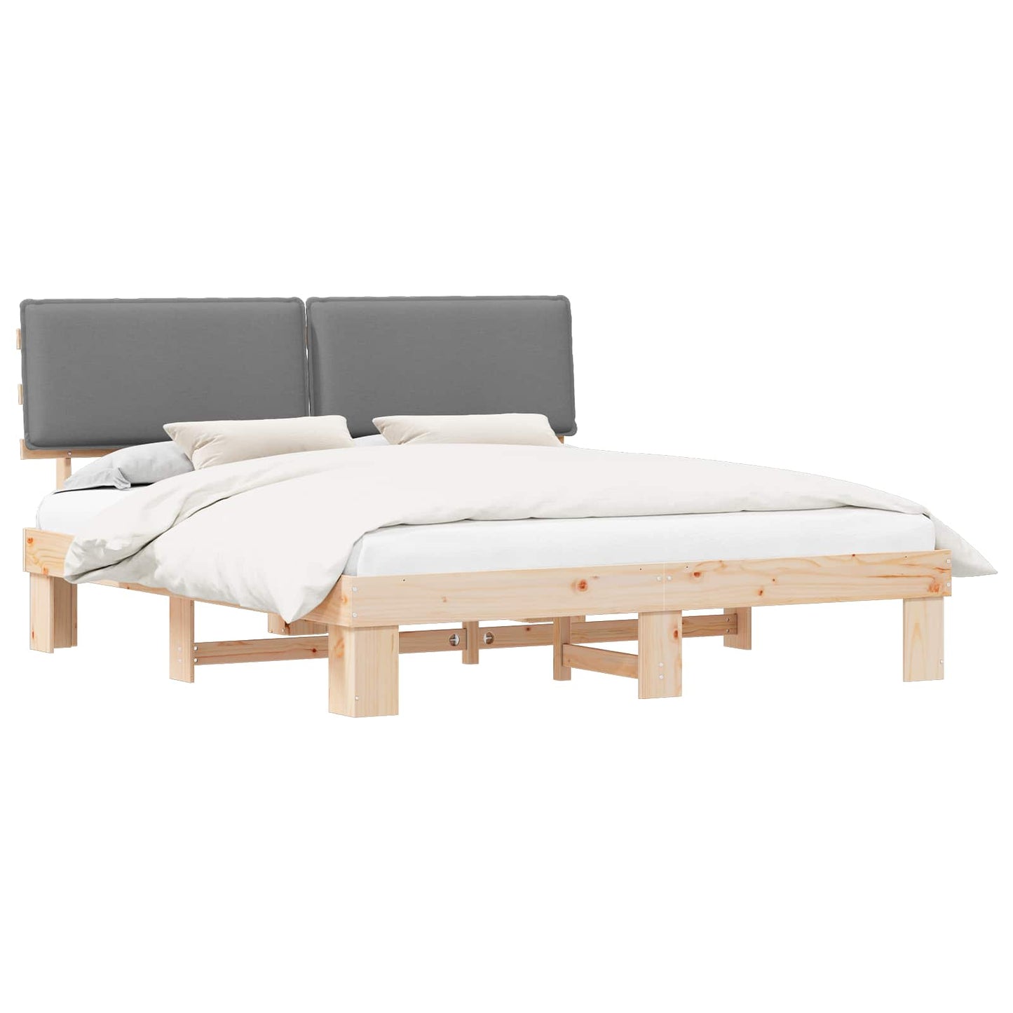 Letto con Testiera Rivestita Grigio chiaro 200 x 200 cm