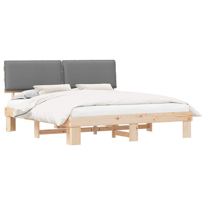 Letto con Testiera Rivestita Grigio chiaro 200 x 200 cm