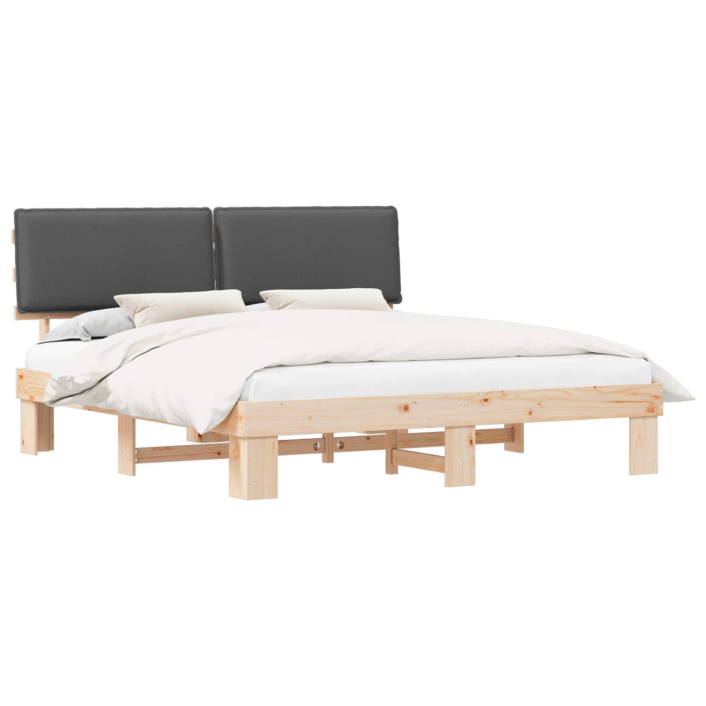 Letto con Testiera Rivestita Grigio scuro 200 x 200 cm