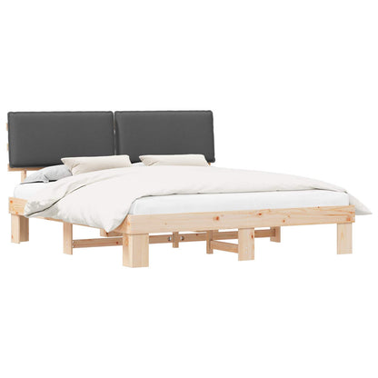 Letto con Testiera Rivestita Grigio scuro 200 x 200 cm