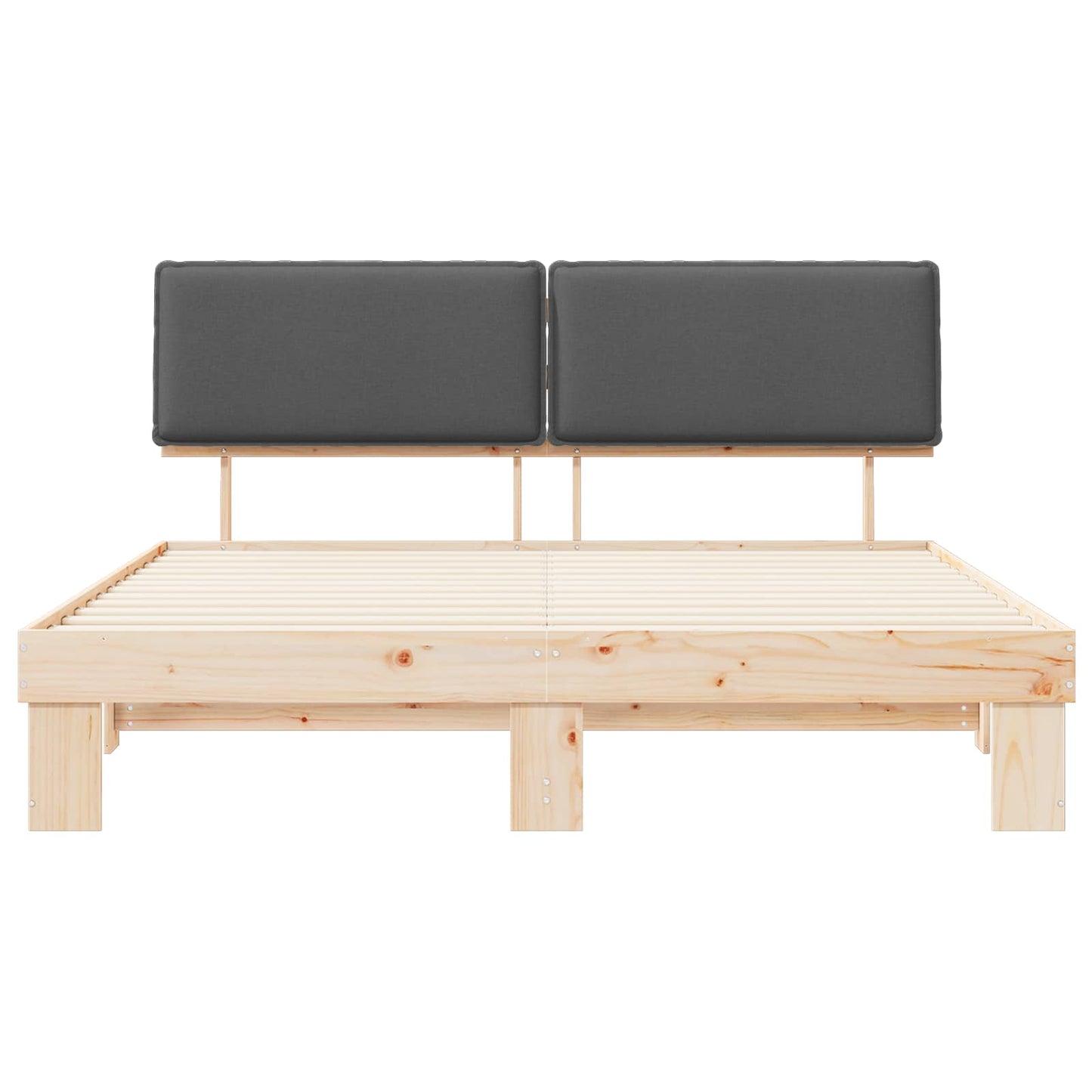 Letto con Testiera Rivestita Grigio scuro 200 x 200 cm