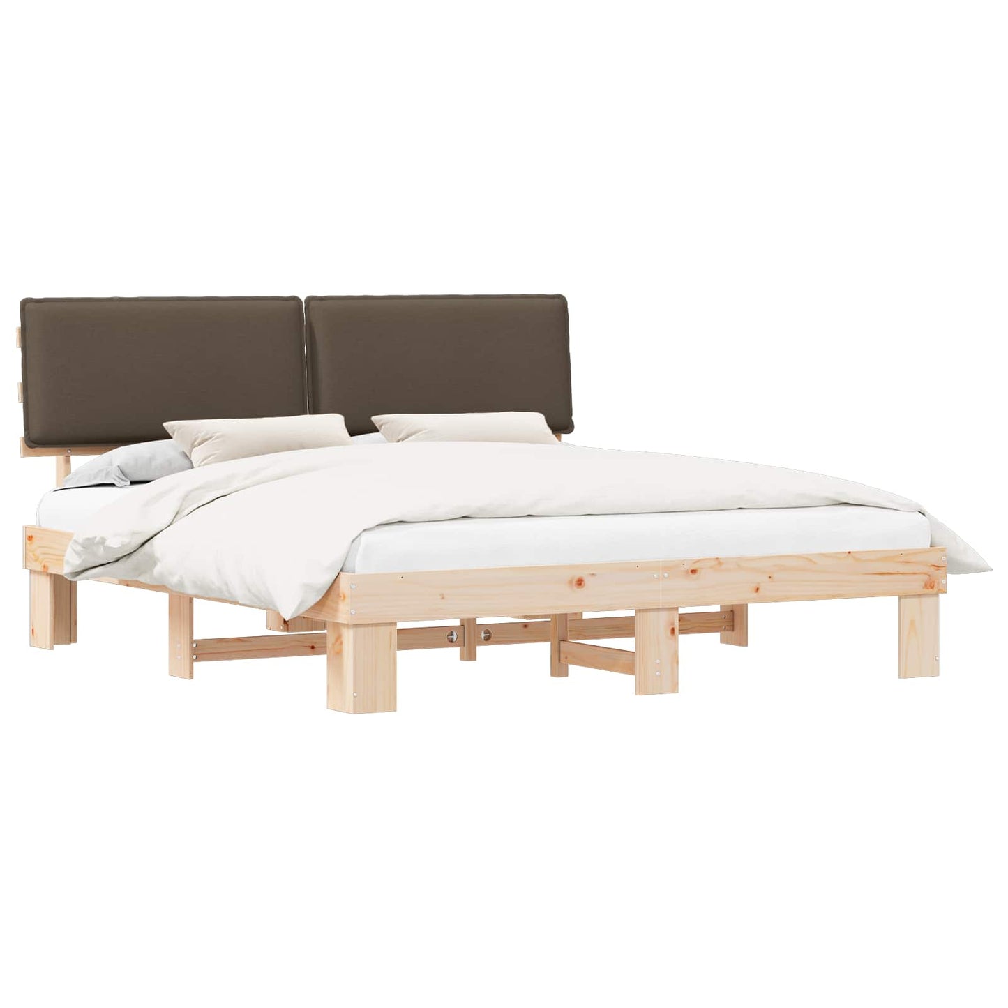 Letto con Testiera Rivestita Talpa 200 x 200 cm Pino massello