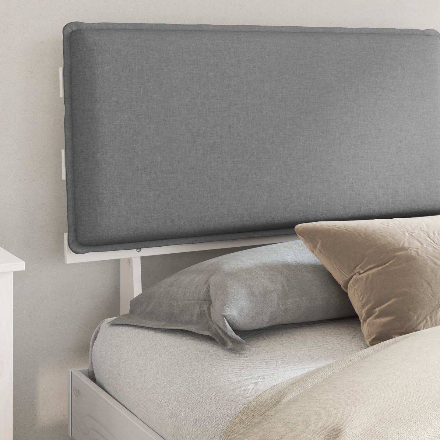 Letto con Testiera Rivestita Grigio chiaro 200 x 200 cm