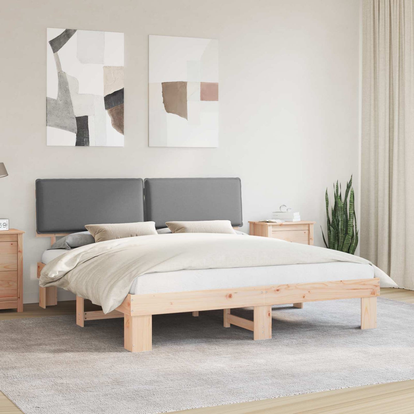 Letto con Testiera Rivestita Grigio chiaro 180 x 200 cm