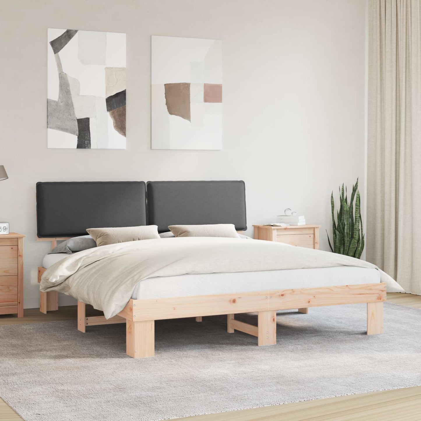 Letto con Testiera Rivestita Grigio scuro 180 x 200 cm