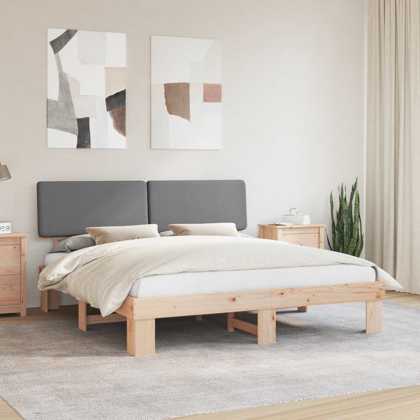 Letto con Testiera Rivestita Grigio chiaro 180 x 200 cm