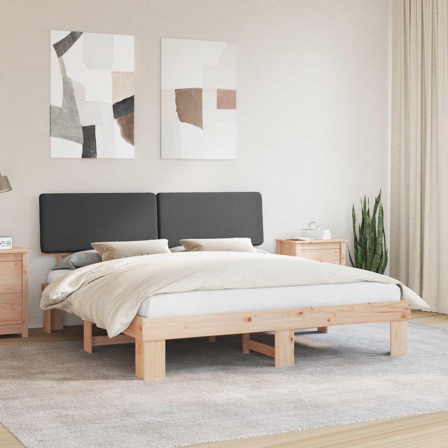 Letto con Testiera Rivestita Grigio scuro 180 x 200 cm