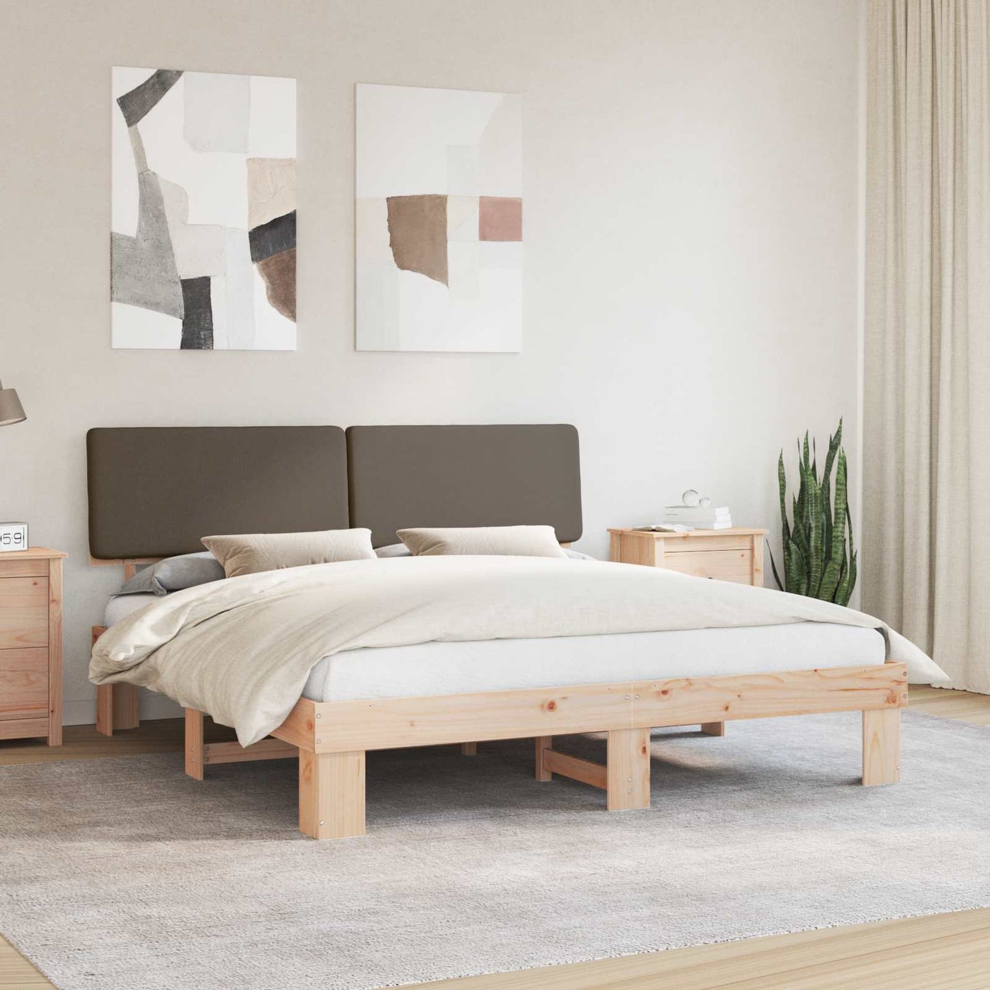 Letto con Testiera Rivestita Talpa 180 x 200 cm Pino massello