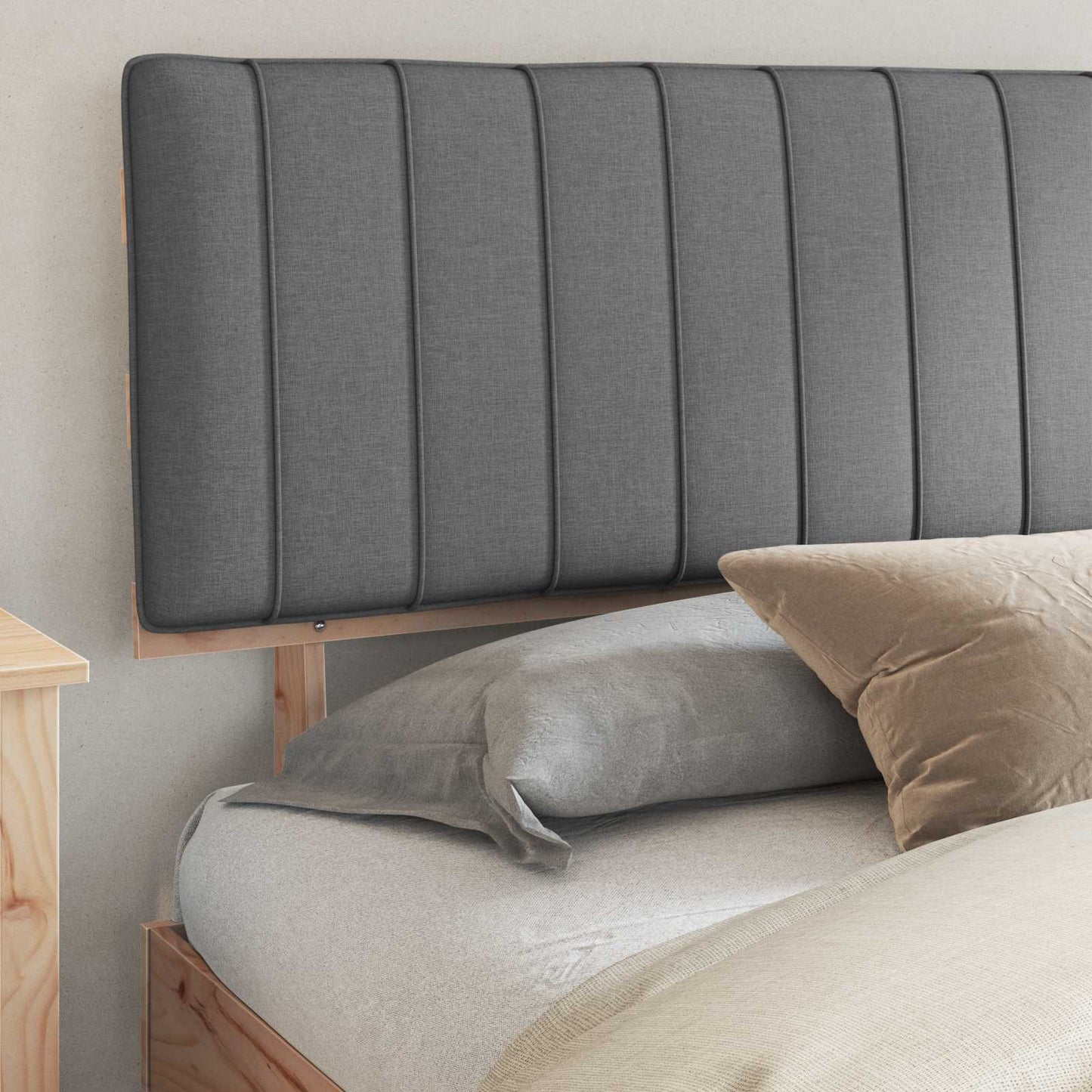 Letto con Testiera Rivestita Grigio chiaro 200 x 200 cm