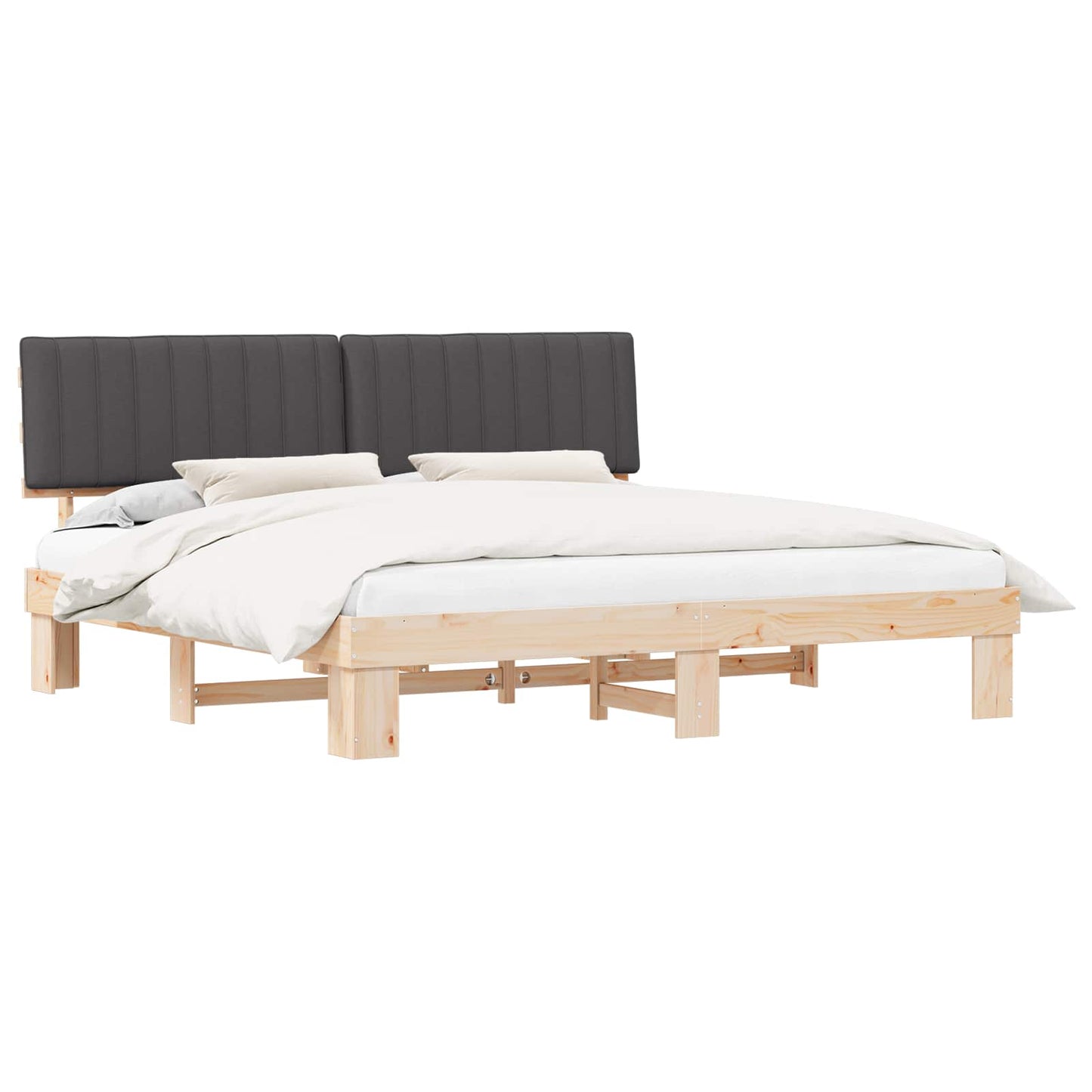 Letto con Testiera Rivestita Grigio scuro 200 x 200 cm