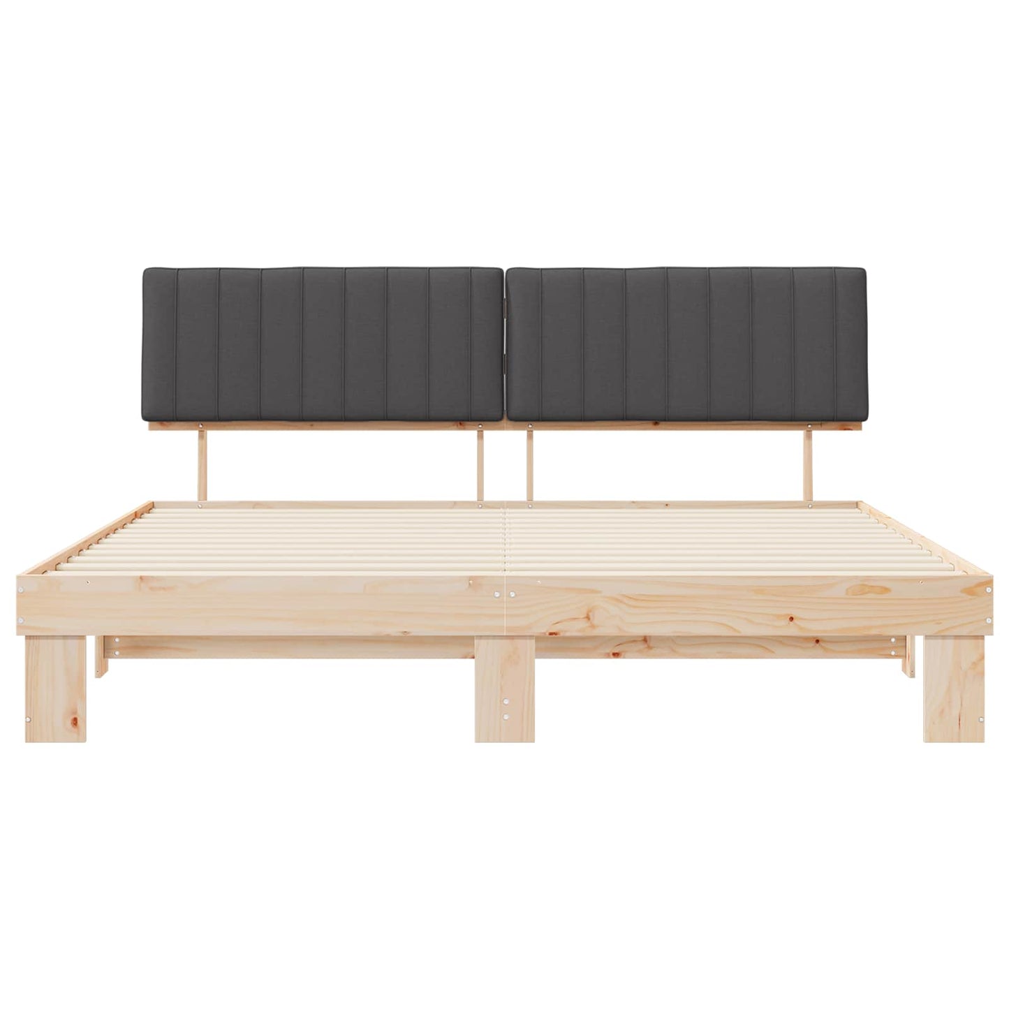 Letto con Testiera Rivestita Grigio scuro 200 x 200 cm