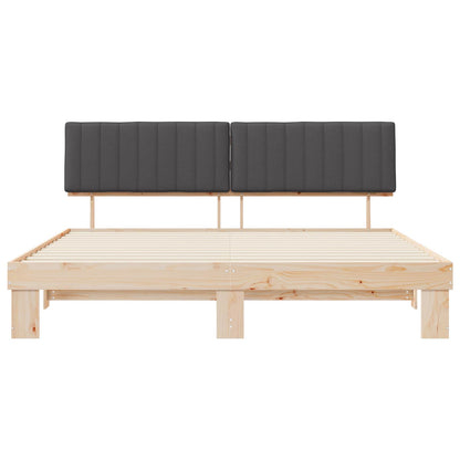 Letto con Testiera Rivestita Grigio scuro 200 x 200 cm