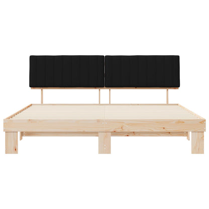 Letto con Testiera Rivestita Nero 200 x 200 cm Pino massello