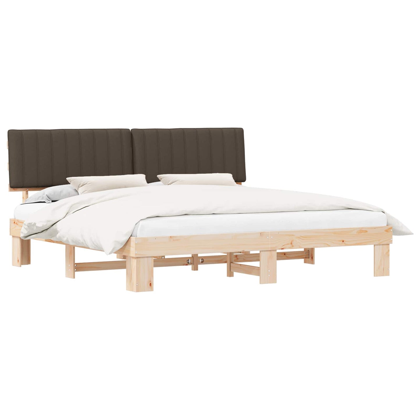 Letto con Testiera Rivestita Talpa 200 x 200 cm Pino massello