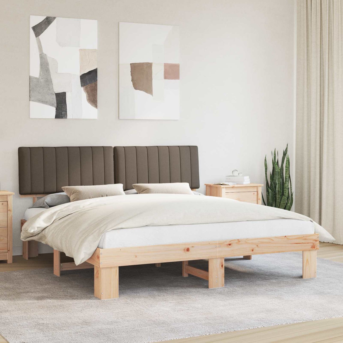 Letto con Testiera Rivestita Talpa 180 x 200 cm Pino massello