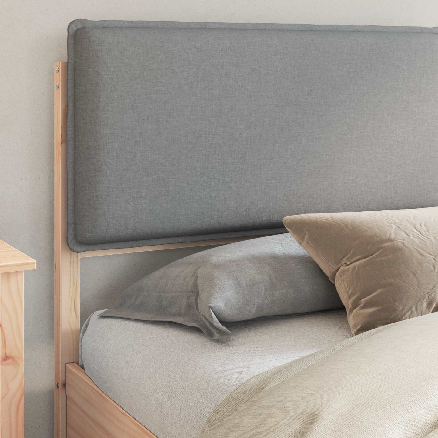 Letto con Testiera Rivestita Grigio chiaro 200 x 200 cm