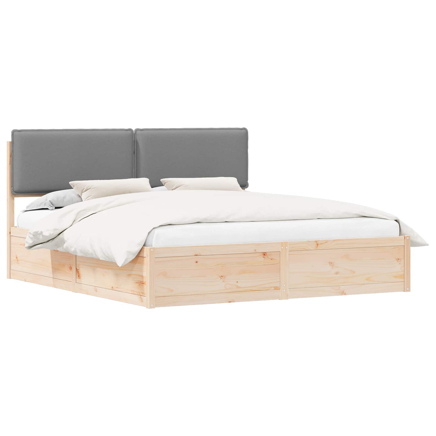 Letto con Testiera Rivestita Grigio chiaro 200 x 200 cm