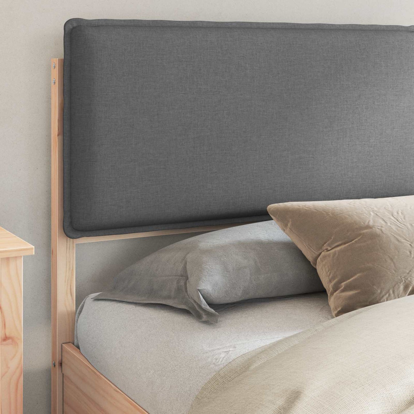 Letto con Testiera Rivestita Grigio scuro 200 x 200 cm