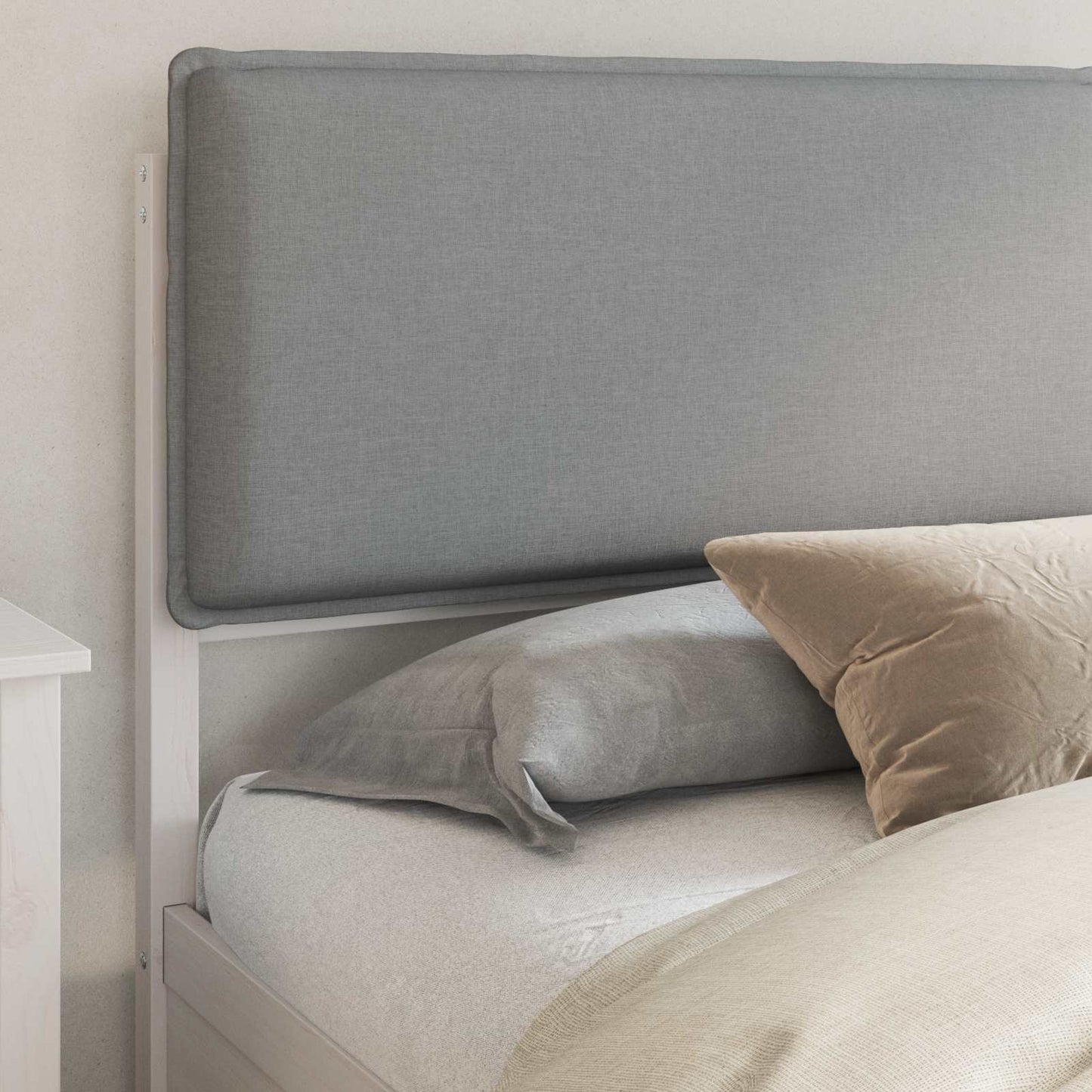 Letto con Testiera Rivestita Grigio chiaro 200 x 200 cm