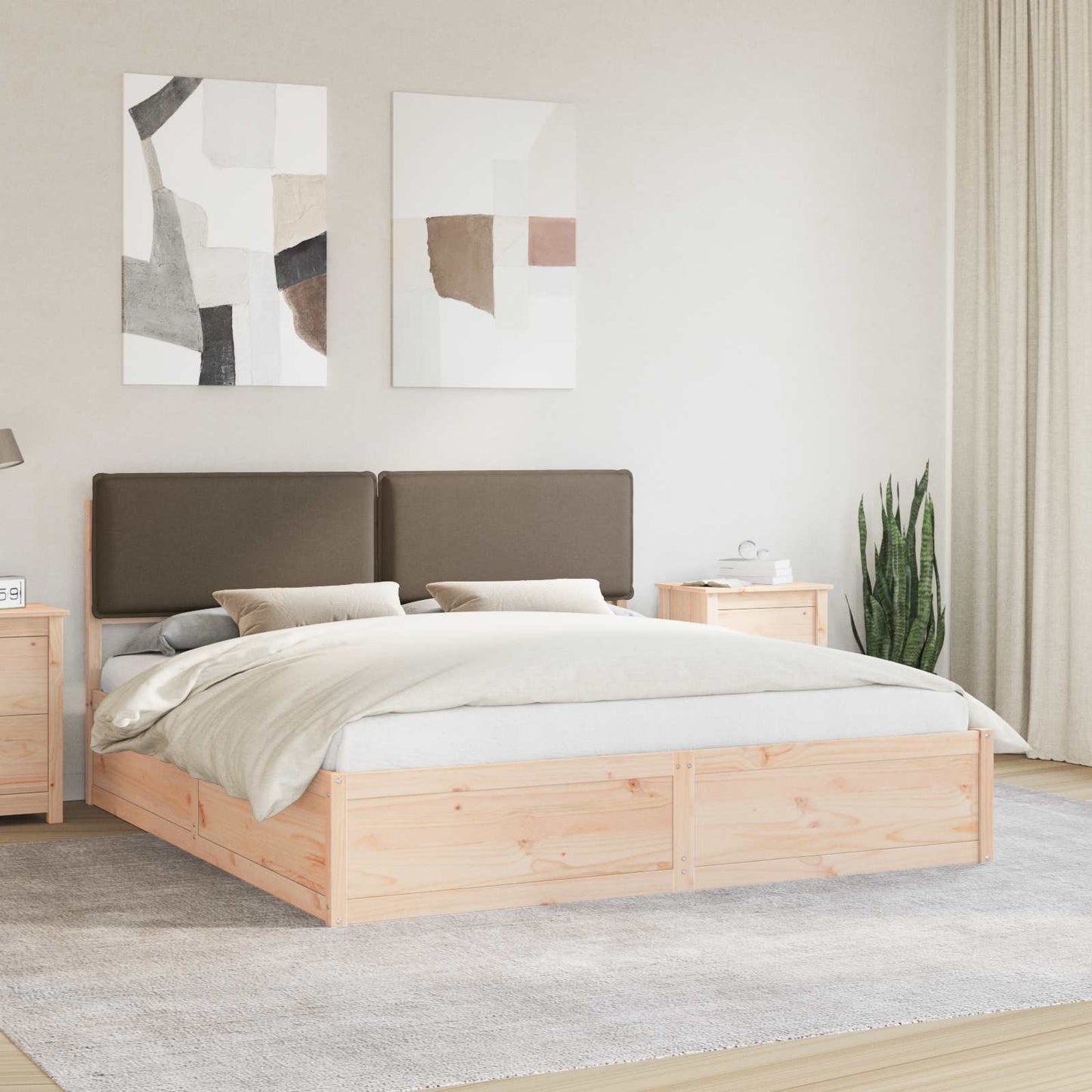Letto con Testiera Rivestita Talpa 180 x 200 cm Pino massello