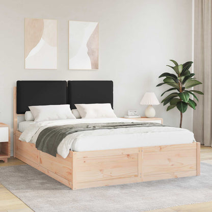 Letto con Testiera Rivestita Nero 160 x 200 cm Pino massello