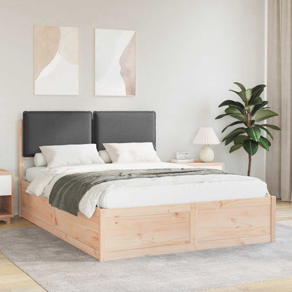 Letto con Testiera Rivestita Grigio scuro 135 x 190 cm