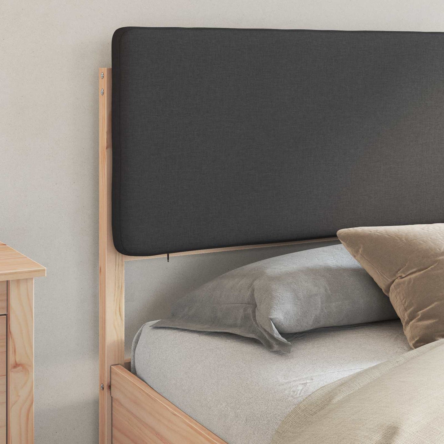 Letto con Testiera Rivestita Grigio scuro 200 x 200 cm